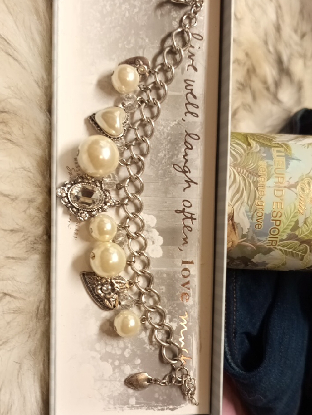 Pearl Charm Bracelet with Silver Accents - Ivory